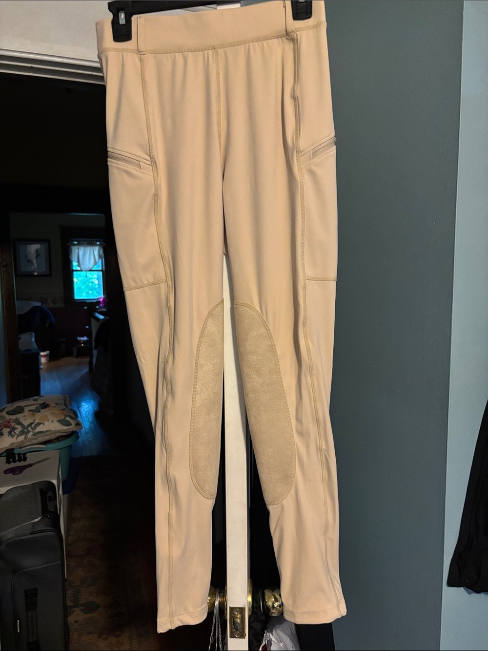 Light Beige Equestrian Breeches with ultra suede Knee Patches